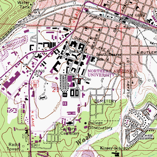 Topographic Map of Northern Arizona University Flagstaff Campus Hospitality Resource and Research Center, AZ