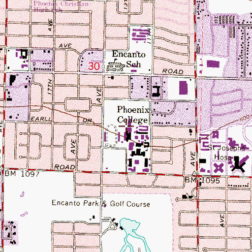 Topographic Map of Phoenix College Downtown Campus Dental Programs Building, AZ