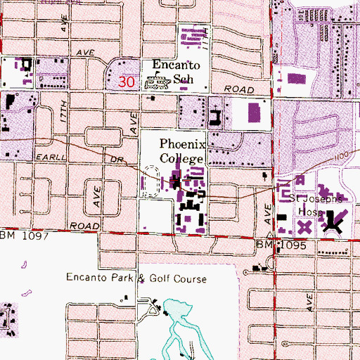 Topographic Map of Phoenix College Downtown Campus F Building, AZ