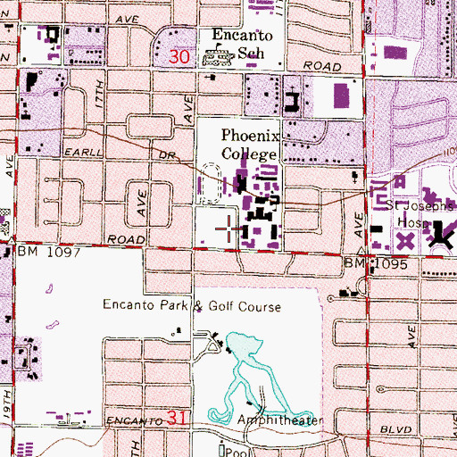 Topographic Map of Phoenix College Downtown Campus Liberal Arts Building, AZ