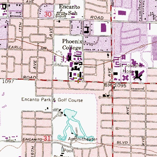Topographic Map of Phoenix College Downtown Campus Science Building, AZ