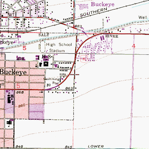 Topographic Map of Buckeye Police Department, AZ