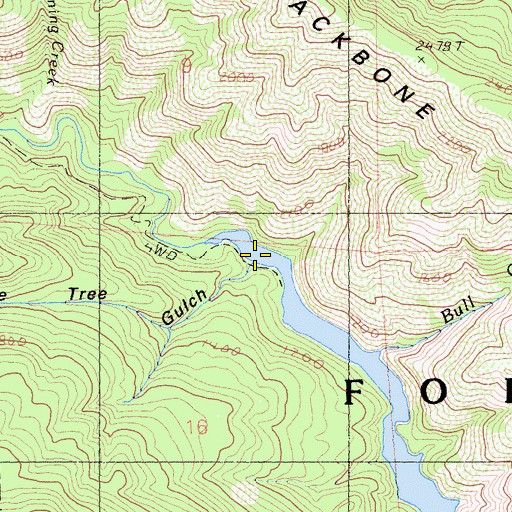 Topographic Map of Shake Tree Gulch, CA