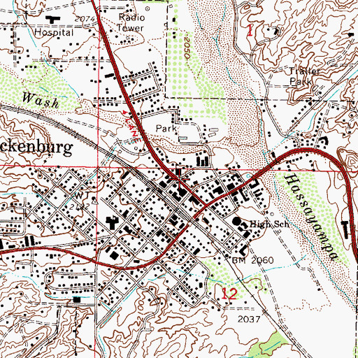 Topographic Map of Wickenburg Police Department, AZ
