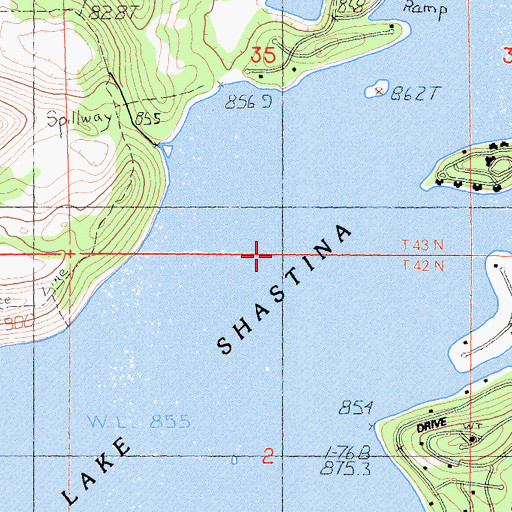Topographic Map of Lake Shastina, CA