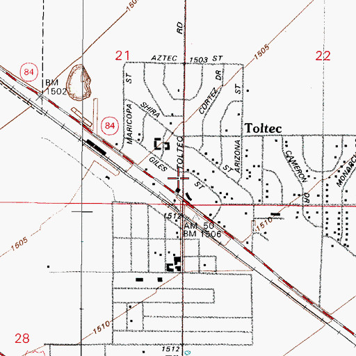 Topographic Map of Eloy Fire District Station 522, AZ