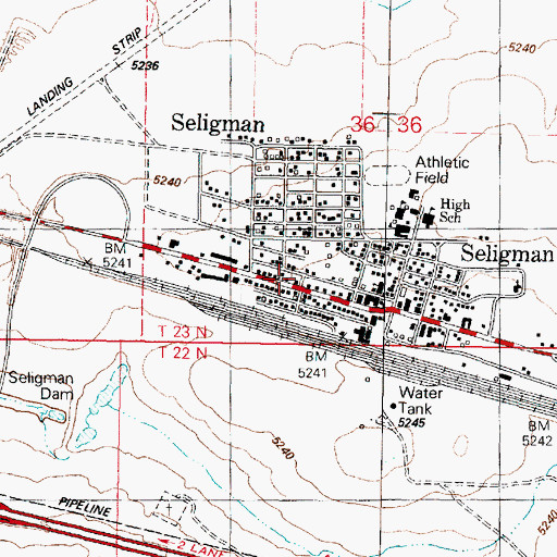 Topographic Map of Seligman Fire District, AZ