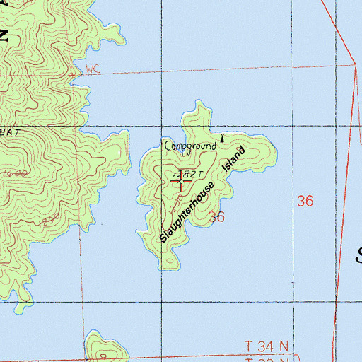 Topographic Map of Slaughterhouse Island, CA