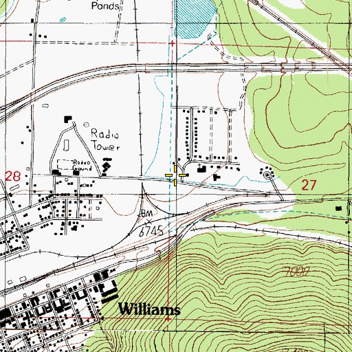 Topographic Map of Williams Fire Department, AZ