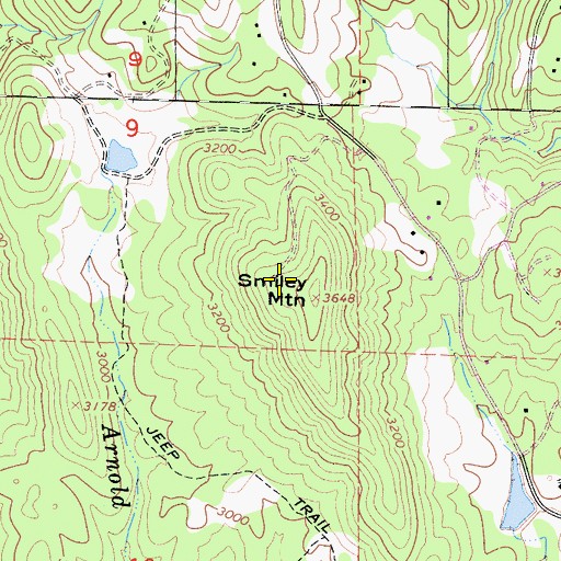 Topographic Map of Smiley Mountain, CA