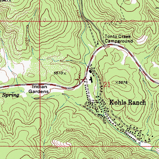 Topographic Map of Christopher Kohl's Fire Department Kohl's Ranch Station 52, AZ