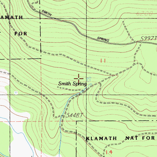 Topographic Map of Smith Spring, CA