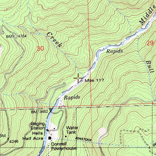 Topographic Map of Smoothwire Creek, CA
