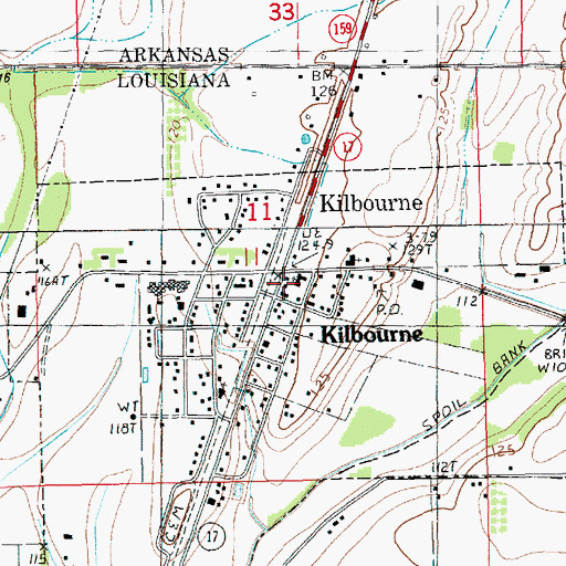 Topographic Map of Kilbourne Volunteer Fire Department, LA