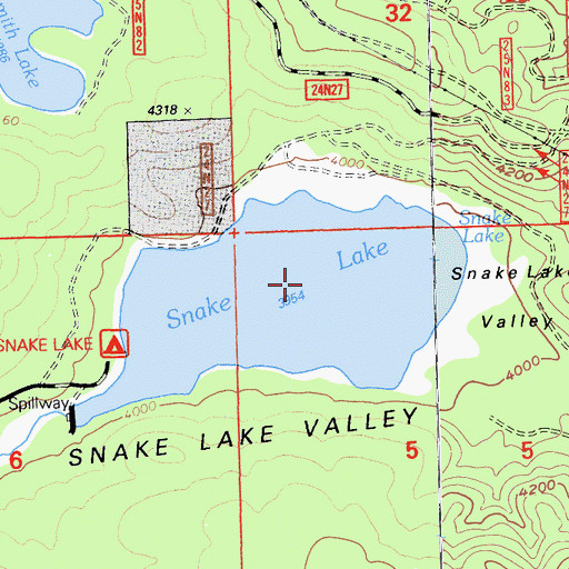 Topographic Map of Snake Lake, CA