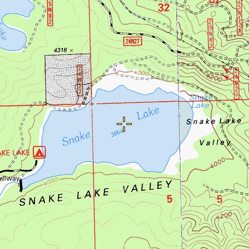 Topographic Map of Snake Lake, CA