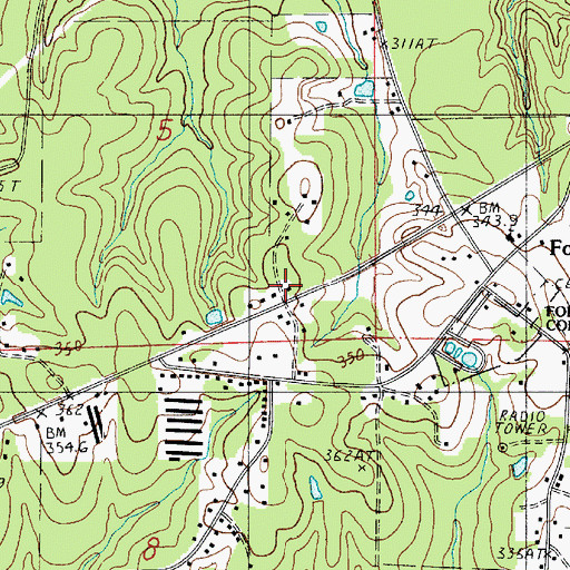Topographic Map of Sabine Fire District 1 Wards 3 and 4, LA