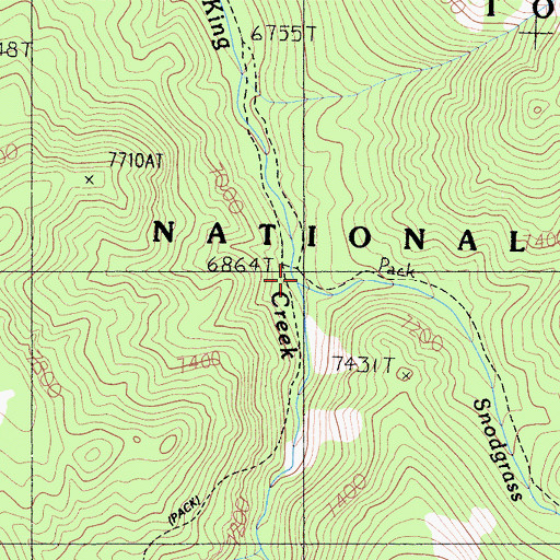 Topographic Map of Snodgrass Creek, CA