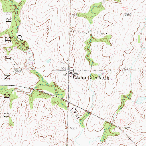 Topographic Map of Camp Creek Cemetery, KS