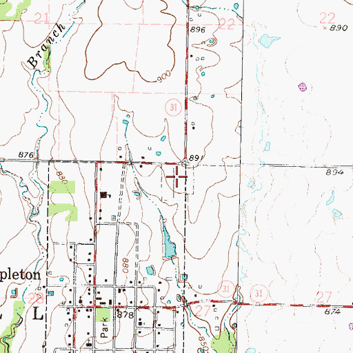 Topographic Map of Mapleton Cemetery, KS