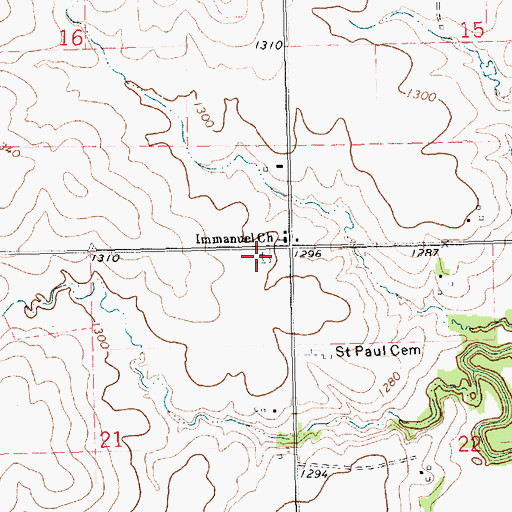 Topographic Map of Immanuel Lutheran Cemetery, KS