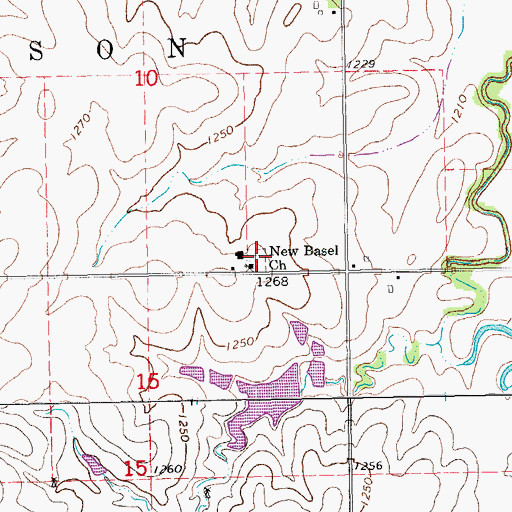 Topographic Map of New Basel Cemetery, KS