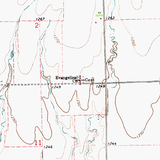 Topographic Map of Saint Paul Evangelical Church Cemetery, KS