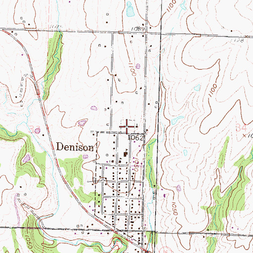Topographic Map of Denison Cemetery, KS