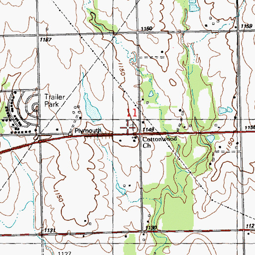 Topographic Map of Cottonwood Friends Cemetery, KS