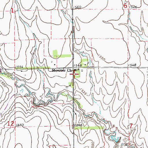 Topographic Map of Monitor Church of the Brethren Cemetery, KS