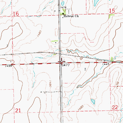 Topographic Map of Burdick United Methodist Cemetery, KS