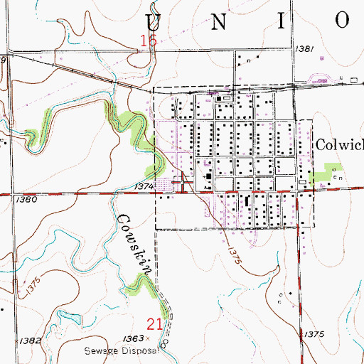 Topographic Map of Sacred Heart Catholic Cemetery, KS