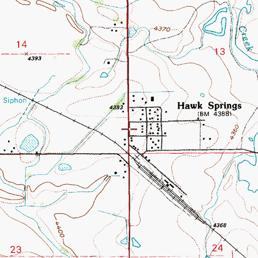 Topographic Map of Goshen County Fire District 5C - Hawk Springs Fire Department, WY