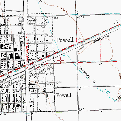 Topographic Map of Powell Volunteer Fire Department, WY