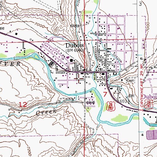 Topographic Map of Dubois Volunteer Fire Department, WY