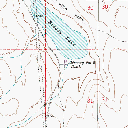 Topographic Map of Breezy Number Two Tank, AZ