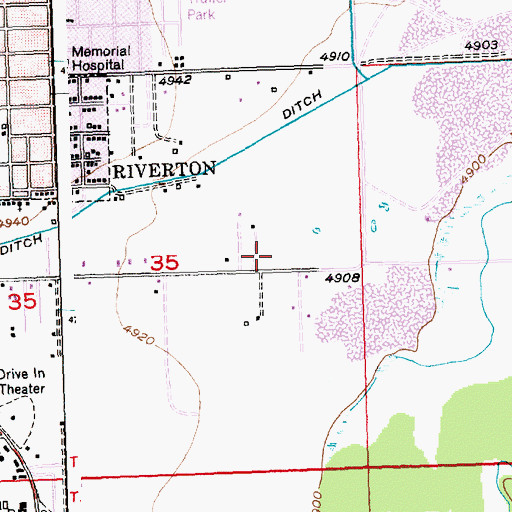 Topographic Map of Fremont County Fire Protection District Battalion 1 Riverton, WY