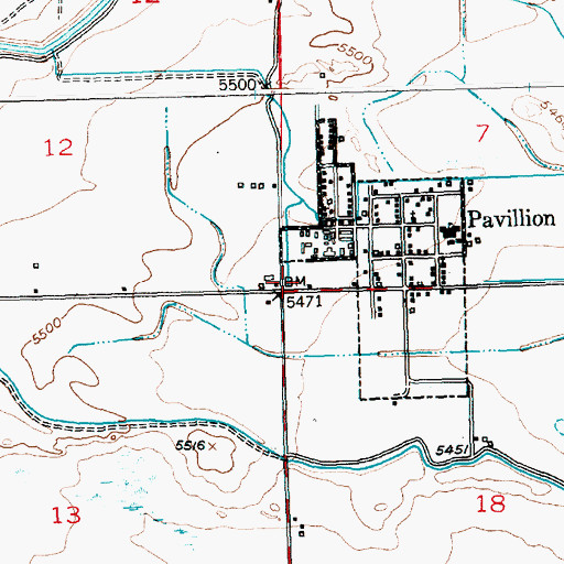 Topographic Map of Fremont County Fire Protection District Battalion 7 Pavillion, WY