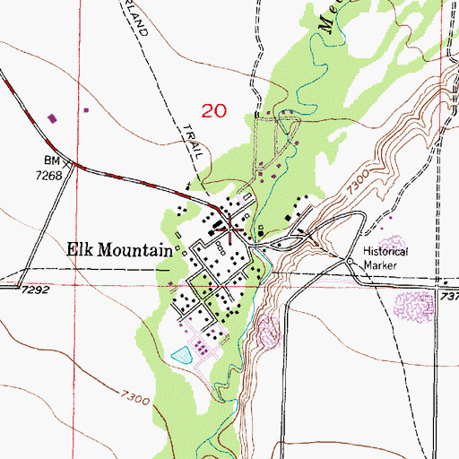 Topographic Map of Elk Mountain Volunteer Fire Department, WY