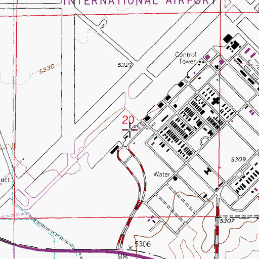 Topographic Map of Natrona County International Airport Fire Department, WY