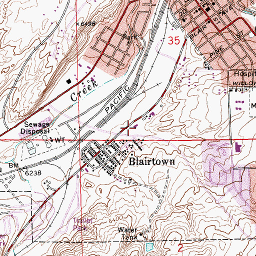 Topographic Map of Sweetwater County Fire Department, WY