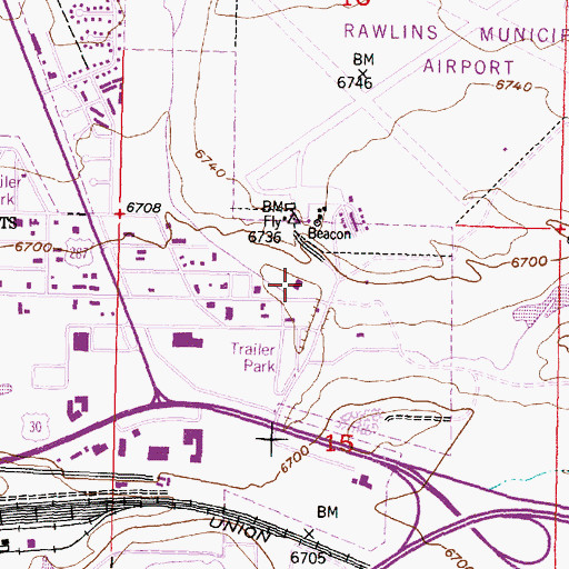 Topographic Map of Carbon County Fire Department Rawlins, WY