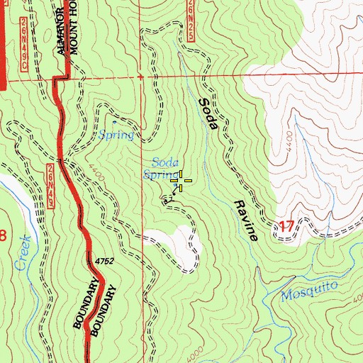 Topographic Map of Soda Spring, CA