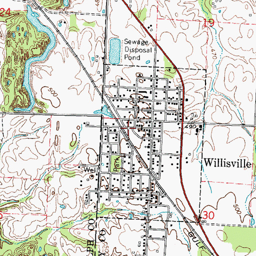 Topographic Map of Pinckneyville Ambulance Service Willisville, IL