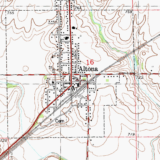 Topographic Map of Altona - Oneida - Wataga Ambulance Service, IL