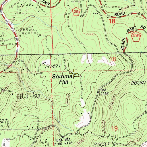 Topographic Map of Sommey Flat, CA