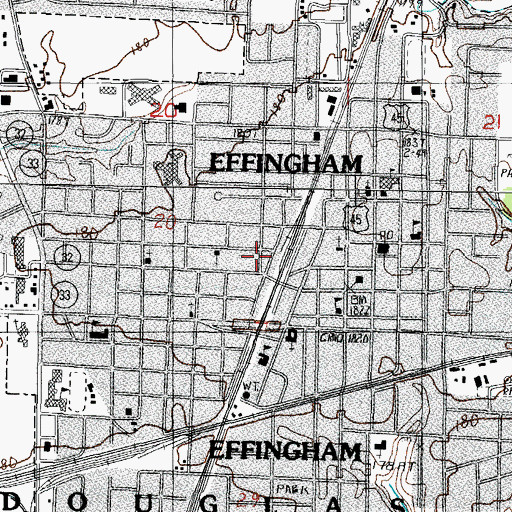 Topographic Map of Effingham City - County Ambulance Service, IL