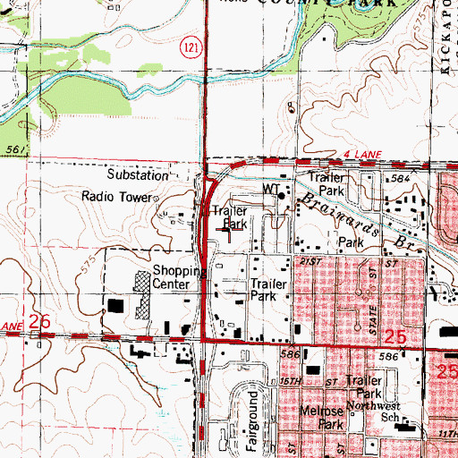 Topographic Map of Logan County Paramedic Association, IL