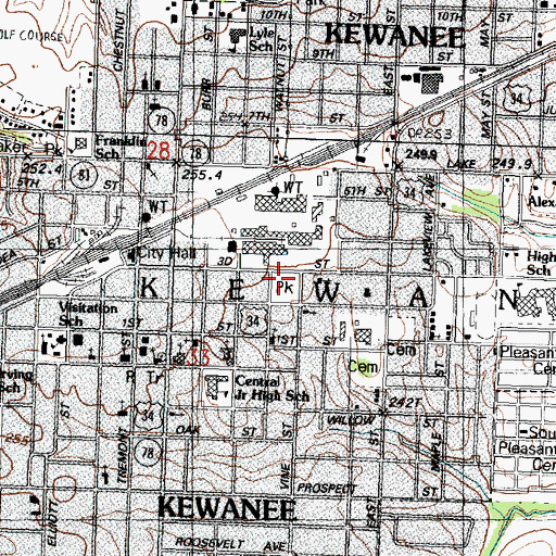 Topographic Map of Kewanee Ambulance Service, IL