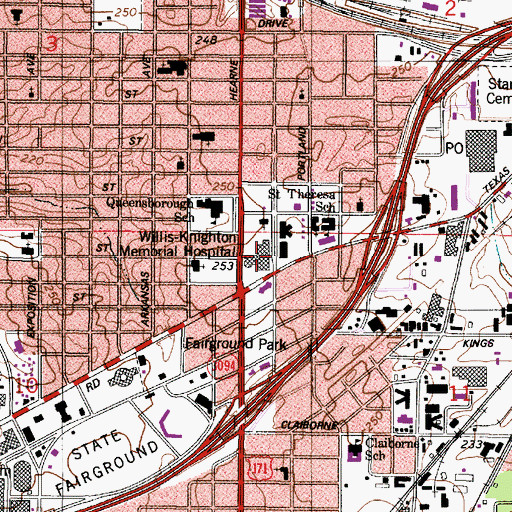 Topographic Map of Willis - Knighton Medical Center, LA